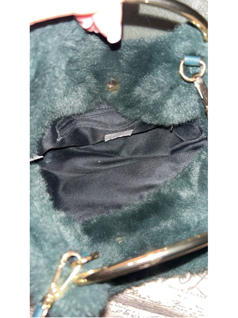 Women's A New Day Mini Bag One Size Dark Green faux fur - Picture 4 of 5